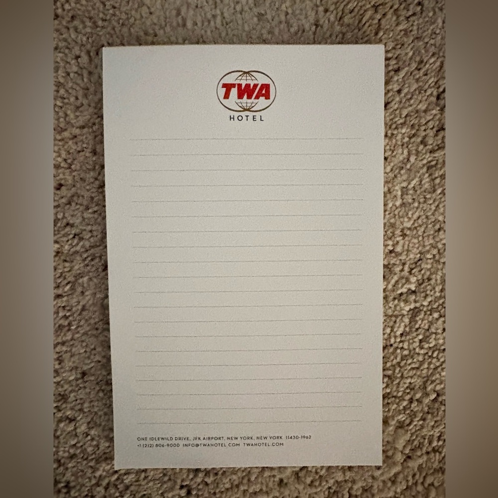 TWA Hotel Note Pad